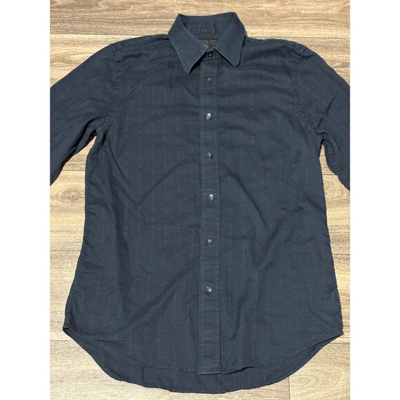 EXPRESS DESING STUDIO MODERN FIT MENS SHIRT LONG SLEEVE NAVY BLUE MEDIUM15-151/2 - Picture 2 of 8